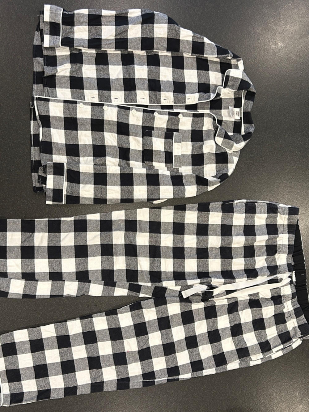 Lands' End Black and White Checkered Pajama Set Size L Women’s